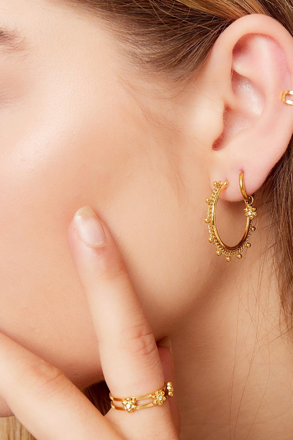 Earcuff little flowers Gold Color Stainless Steel h5Picture3